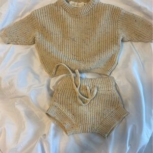 Aziel & Luca knit sweater and bloomers in funfetti